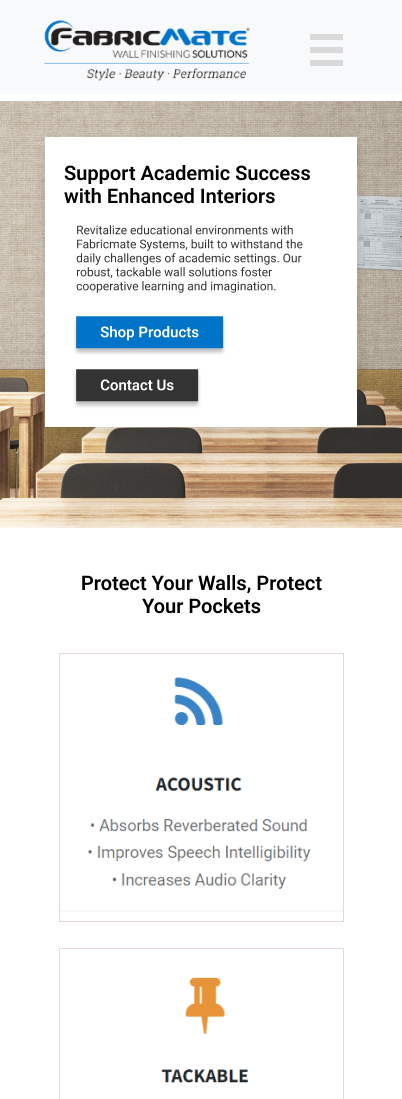Education page after redesign
